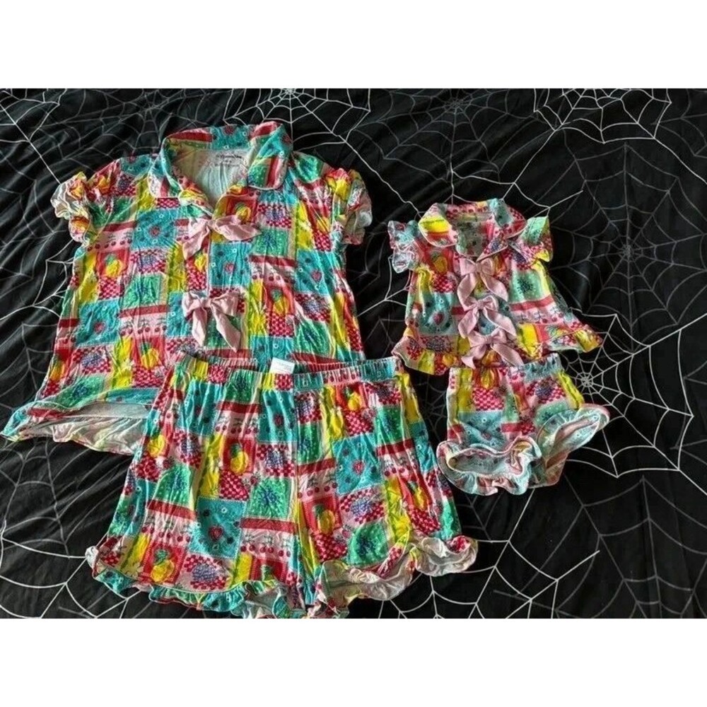 Softsnooze Mommy & Me Bamboo Fruit Print Pajama Set Multicolor M & 12 -18 Months